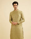 Soft Green Jaal Medallion Patterned Kurta Set with Rhinestones